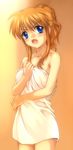  blue_eyes fang kanon mutsuki_(moonknives) naked_towel orange_hair sawatari_makoto solo towel 