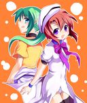  green_hair higurashi_no_naku_koro_ni multiple_girls panties ryuuguu_rena sonozaki_mion striped striped_panties subaru_(yachika) underwear 