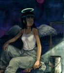  cigarette haibane_renmei halo mutsuki_(moonknives) paint reki solo wings 