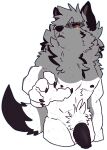 absurd_res anthro canid canine canis chest_tuft digital_media_(artwork) emoji fur genitals hi_res humanoid hybrid male mammal muscular muscular_anthro muscular_male nicoysita penis purple_body solo sticker sticker_pack tuft white_body white_fur wolf wolfdog