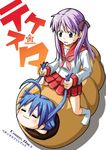  chocolate_cornet cosplay food hiiragi_kagami hyouya_hiroshin izumi_konata lucky_star mole mole_under_eye multiple_girls pink_neckwear ryouou_school_uniform school_uniform serafuku straddling what 