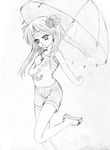  camisole greyscale hiiragi_kagami lucky_star monochrome solo umbrella yo-jin 