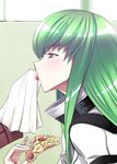  1girl c.c. cc code_geass eating food green_hair napkin pizza 