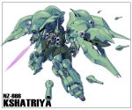  beam_cannon cable character_name chest_cannon commentary energy_sword funnels_(gundam) gundam gundam_unicorn kshatriya machinery mecha mecha_focus mobile_suit neo_zeon no_humans one-eyed robot s.shimizu science_fiction sword weapon white_background 