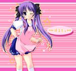  apron hayashi_sakura hiiragi_kagami long_hair lucky_star purple_hair ryouou_school_uniform school_uniform serafuku solo 