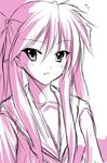  hiiragi_kagami lowres lucky_star monochrome pink ryuushou sketch solo 