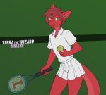  2025 5_fingers andromorph_(lore) anthro artist_name ball biped bottomwear canid canine canis cheek_tuft claws clothed clothing countershade_ears countershade_fur countershade_neck countershade_tail countershading crossdressing dated digital_drawing_(artwork) digital_media_(artwork) dragon english_text eyebrow_through_hair eyebrows facial_tuft femboy finger_claws fingers flat_colors flesh_fang front_view fully_clothed fur furred_dragon furred_scalie green_background green_eyes hair holding_object holding_tennis_racket hybrid inner_ear_fluff looking_at_viewer male mammal mythological_creature mythological_scalie mythology open_mouth open_smile pleated_bottomwear pleated_shirts pointy_ears portrait prick_ears pupils red_body red_countershading red_fur red_hair scalie shirt short_hair shorts side_view simple_background skirt skort slim slim_anthro slim_male slit_pupils smile snout solo sport sportswear standing t-shirt tail tapering_tail tennis_ball tennis_racket terra_(terrathewizard) terrathewizard text three-quarter_portrait three-quarter_view topwear translucent translucent_hair tuft white_bottomwear white_clothing white_shirt white_shorts white_t-shirt white_topwear wingless_dragon wolf 