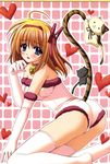  bare_shoulders bell_collar blush cat elbow_gloves fuyou_kaede heart highres shuffle tail thighhighs 