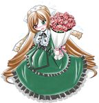  blush flower heterochromia imai_kazunari long_hair rozen_maiden solo suiseiseki very_long_hair 