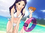  blue_eyes brown_eyes ikari_shinji_raising_project katsuragi_misato neon_genesis_evangelion purple_hair red_hair soryu_asuka_langley swimsuit wallpaper yonekura_kengo 