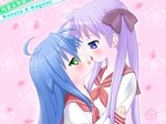  eye_contact hiiragi_kagami izumi_konata kleine_erdbeere looking_at_another lucky_star multiple_girls pink_neckwear ryouou_school_uniform school_uniform serafuku yuri 