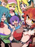  1boy 5girls absurdres artist_name black_tank_top blonde_hair blue_eyes blue_hair blue_shorts blunt_bangs bongftah breasts cleavage collarbone commentary_request crossover curtained_hair dragon_girl dragon_horns dragon_tail filia_ul_copt green_hair green_kimono grin hair_between_eyes hair_ornament hands_on_another&#039;s_shoulders hat highres hololive horns horns_through_headwear japanese_clothes kimono kiryu_coco kobayashi-san_chi_no_maidragon large_breasts long_hair long_sleeves looking_at_another looking_at_viewer looking_back lucoa_(maidragon) magatsuchi_shouta multicolored_hair multiple_crossover multiple_girls open_mouth pink_hat purple_hair red_hair shirt short_shorts short_sleeves shorts slayers slayers_try smile streaked_hair surrounded tail tank_top teeth tomoe_(tsuki_ga_michibiku_isekai_douchuu) trait_connection tsuki_ga_michibiku_isekai_douchuu upper_teeth_only virtual_youtuber vshojo yellow_eyes zentreya zentreya_(dragon) zentreya_(dragon)_(1st_costume) 