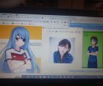  2014_fifa_world_cup 2018_fifa_world_cup 3girls adidas blue_hair crossed_arms crossover eyepatch german_flag germany green_eyes green_hair infinite_stratos inoue_marina japan laura_bodewig looking_at_viewer midorikawa_nao multiple_girls non-web_source parody photo_(medium) precure ribbon smile_precure! soccer_uniform sportswear style_parody voice_actor_connection world_cup yellow_ribbon 