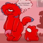 1_eye anthro balls candy canon_x_oc dessert duo fan_character flaccid food food_creature genitals gummy_(food) gummy_creature jelly_defense living_candy looking_at_anus male male/male nakeilyar penis pink_penis raised_tail small_penis tail text wilt_(nakeilyar)