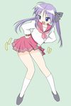  hiiragi_kagami lingerie lucky_star mashue petticoat pink_neckwear purple_hair red_sailor_collar ryouou_school_uniform sailor_collar school_uniform serafuku solo underwear 