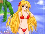  blonde_hair brown_eyes franboise_ranpha galaxy_angel ranpha_franboise swimsuit wallpaper 