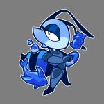 2025 antennae_(anatomy) anthro arthropod bee black_bodysuit black_clothing black_latex black_skinsuit blue_body bodysuit candy chibi clothed clothed_anthro clothed_female clothing dessert female food gummy_(food) gummy_bear_(food) hi_res hymenopteran insect latex latex_bodysuit latex_clothing latex_skinsuit n-2_rem rem_phase skinsuit solo tight_clothing