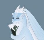  blue_eyes bluebody blush blush_lines body_pillow dragon european_mythology feral hi_res icewing_(wof) lattelamb male moonwatcher_(wof) mythological_creature mythological_scalie mythology nightwing_(wof) pillow scalie shy solo western_dragon wings wings_of_fire winter_(wof) 