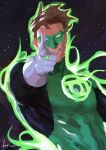  absurdres black_bodysuit bodysuit brown_hair covered_abs dc_comics domino_mask eye_mask gloves green_bodysuit green_lantern green_lantern_(series) green_lantern_corps grey_bodysuit hal_jordan highres large_pectorals male_focus mask multicolored_bodysuit muscular muscular_male pectorals power_ring_(green_lantern) short_hair smile superhero_costume two-tone_bodysuit white_gloves who_thehell_is 