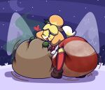 accessory animal_crossing anthro bag bell big_diaper black_eyes boots canid canine canis christmas christmas_clothing clothing collared_shirt diaper domestic_dog dress_shirt dummydoodles excessive_feces feces female fluffy_clothing footwear fur hair_accessory hair_tie handwear holding_object holding_sack holidays huge_diaper hyper hyper_diaper hyper_feces hyper_soiling isabelle_(animal_crossing) legwear looking_at_viewer mammal mistletoe mittens nintendo plant sagging_diaper shih_tzu shirt shoes smelly smile snow soiled_diaper soiling solo stink_fumes stockings striped_diaper topwear toy_dog tree unclean_diaper used_diaper white_body white_fur yellow_body yellow_fur