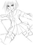  busou_renkin monochrome scar school_uniform seifuku serafuku sketch tsumura_tokiko valkyrie_skirt 