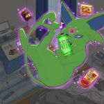 1:1 2022 ambiguous_gender bed bed_sheet bedding book cactus charging_cable chips_(food) clock computer curtains eeveelution electronics espeon extension_cord eyes_closed food furniture generation_2_pokemon green_body hi_res inside kagura_0471 laptop lying monster_energy nintendo on_bed open_mouth picca pillow plant pokemon pokemon_(species) sleeping solo solo_focus table television tissue_box tv_remote umbreon window
