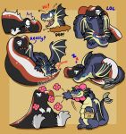 3_fingers 3_toes annoyed basket belly bite black_body blue_body blue_eyes chomp container cuddling dialogue dinosaur dirt dragon duo exclamation_point feet feral fingers flower flower_crown flower_on_head frill_(anatomy) greeting humor hybrid male multicolored_body mythological_creature mythological_scalie mythology nom pink_flower plant pop_(sound_effect) prehistoric_species question_mark questioning raptore_(raptoreo) red_eyes reptile saurischian scalie sigdowee silly simple_background simple_eyes sleeping sleeping_on_another sleeping_together snapshot_(the_one_and_only_snapshot) sound_effects spinosaurid spinosaurus surprised surprised_eyes surprised_face surprised_look tan_underbelly teeth teeth_showing text theropod throwing throwing_object toes toony toony_expression toony_eyes tossing tyrannosaurid tyrannosauroid tyrannosaurus tyrannosaurus_rex underbelly vowelless vowelless_sound_effect white_feet white_hands zzz