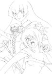  busou_renkin chono_koshaku hayasaka_ouka monochrome papillon scar sketch tsumura_tokiko valkyrie_skirt 