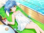  animal_ears blue_hair chair galaxy_angel lounge_chair lying mint_blancmanche non-web_source parfait short_hair solo yellow_eyes 