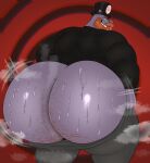 abstract_background anthro beard bodily_fluids body_hair bottomwear bottomwear_down butt butt_hair clothed clothing common_hippopotamus facial_hair harry_hippo hat headgear headwear hi_res hippopotamid hypnotist looking_at_viewer looking_back looking_back_at_viewer male mammal megacoolbear musk mustache pants pants_down partially_clothed shirt solo spiral spiral_background sweat sweaty_butt tongue tongue_out top_hat topwear