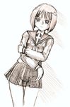  busou_renkin lowres monochrome scar school_uniform seifuku serafuku sketch tsumura_tokiko 