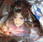  1boy absurdres black_hair blue_eyes blue_sweater blush commentary crisis_core:_final_fantasy_vii final_fantasy final_fantasy_vii hair_intakes highres looking_at_viewer male_focus open_mouth parted_bangs ppiinnee24 ribbed_sweater short_hair sleeveless sleeveless_turtleneck solo sparkle spiked_hair sweater turtleneck turtleneck_sweater upper_body zack_fair 