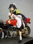  andou_mahoro blue_hair figure green_eyes gun mahoromatic maid motor_vehicle motorcycle photo vehicle weapon 