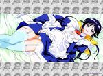  andou_mahoro blue_hair green_eyes mahoromatic maid panties underwear wallpaper 