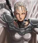  armor blonde_hair claymore claymore_(sword) face grey_eyes jean solo sword tea_(nakenashi) weapon 