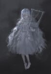  1girl absurdres barefoot commentary_request cosplay dress elden_ring elden_ring_nightreign expressionless full_body highres instrument isekaijoucho kamitsubaki_studio long_hair looking_at_viewer lyre revenant_(elden_ring) revenant_(elden_ring)_(cosplay) shiraishi_kanoya sketch solo very_long_hair white_dress white_hair 