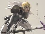  armor blonde_hair clare_(claymore) claymore claymore_(sword) face short_hair silver_eyes solo sword tea_(nakenashi) weapon 