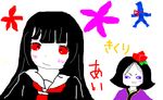  black_hair enma_ai jigoku_shoujo kikuri purple_eyes red_eyes school_uniform seifuku serafuku 