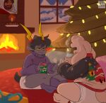 abdl absurd_res alien anthro beverage beverage_can birthday birthday_cake cake candy chocolate christmas christmas_clothing christmas_decorations christmas_lights christmas_present christmas_tree clothed clothing dessert diaper diaper_package doritomuncher duo fire fireplace food gift hi_res holidays homestuck hot_chocolate humanoid jesus_christ male male/male moople_(moopleplush) ms_paint_adventures plant religion santa_claus sprite_cranberry sweater thong topwear tree troll_(homestuck) ugly_sweater underwear wearing_diaper window zaptie_(cheetoeater)