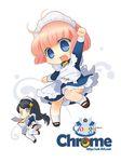  black_hair blue_eyes chibi chrome-tan glasses gmail gmail-tan google google_chrome long_hair maid maid_headdress mao_yu multiple_girls personification pink_hair short_hair thighhighs white_legwear 