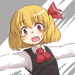  :3 bad_id bad_pixiv_id blonde_hair face fang open_mouth outstretched_arms red_eyes rumia short_hair sketch solo spread_arms touhou yuragi_(nukomomo) 