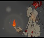  aki081 fire fujiwara_no_mokou grey letterboxed profile solo touhou 