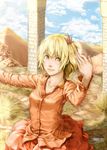  aki_shizuha blonde_hair leaf realistic short_hair solo takami_masahiro touhou yellow_eyes 