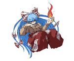  annoyed coo fire fujiwara_no_mokou hair_ribbon oekaki ribbon solo touhou 