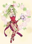  1girl ao_(pixiv1743221) bare_shoulders blue_eyes boots female final_fantasy final_fantasy_vi flower full_body gloves green_hair long_hair pantyhose solo tina_branford 