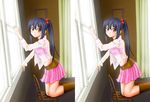  black_hair brown_eyes hair_bobbles hair_ornament k-on! long_hair lowres nakano_azusa stereogram tomo_(pixiv) twintails window 