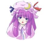  blush coo crescent hat long_hair oekaki open_mouth patchouli_knowledge purple_eyes purple_hair solo staring tears touhou upper_body 