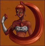  bad_deviantart_id bad_id earrings gauntlets gerudo jewelry lips long_hair luisa_rafidi nabooru pointy_ears ponytail ring rupees solo strapless the_legend_of_zelda thumb_ring tubetop 