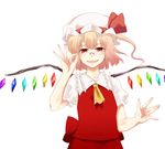  bespectacled blonde_hair flandre_scarlet glasses hat kuze ponytail red_eyes short_hair side_ponytail solo touhou wings 