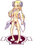  bad_id bad_pixiv_id barefoot bolt bottomless censored ekus_(xo_ekus) feet franken_fran hair_over_breasts labcoat long_hair madaraki_fran no_bra novelty_censor open_clothes scar solo stitches very_long_hair yellow_eyes 